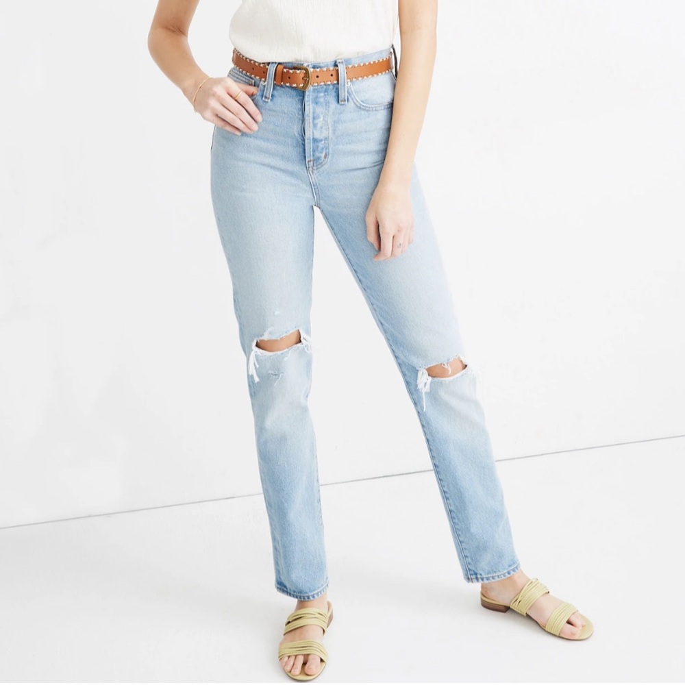Madewell Classic Straight Full-Length Distressed Jeans in Hartsville Light Wash